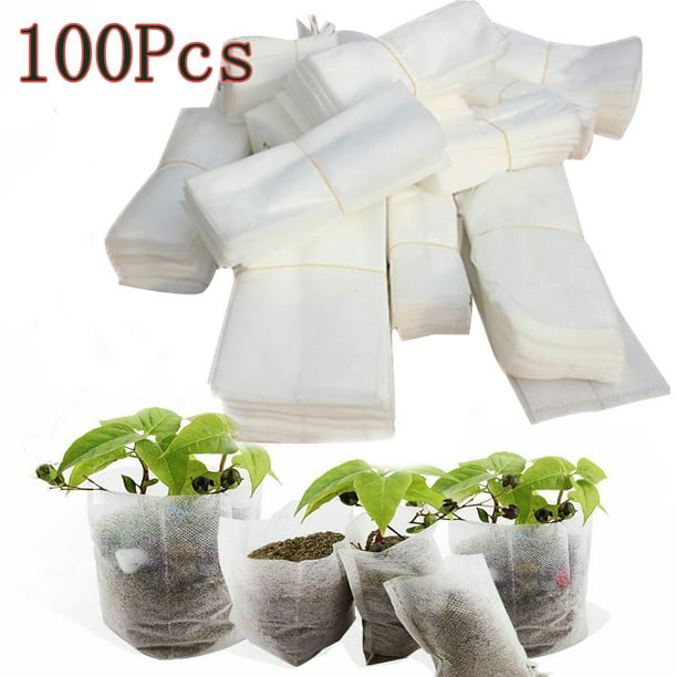 Biodegradable Non-woven Nursery Bags Plant Grow Bags Fabric Pots Pouch 100Pcs 3